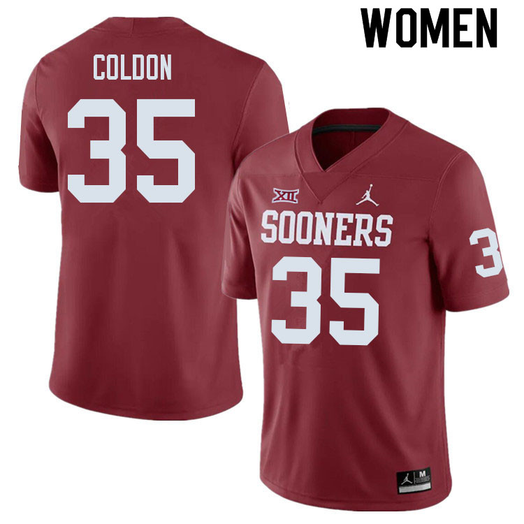 Women #35 C.J. Coldon Oklahoma Sooners College Football Jerseys Sale-Crimson